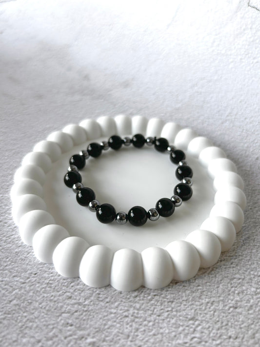 Obsidian and Terahertz Customised Crystal Bracelet