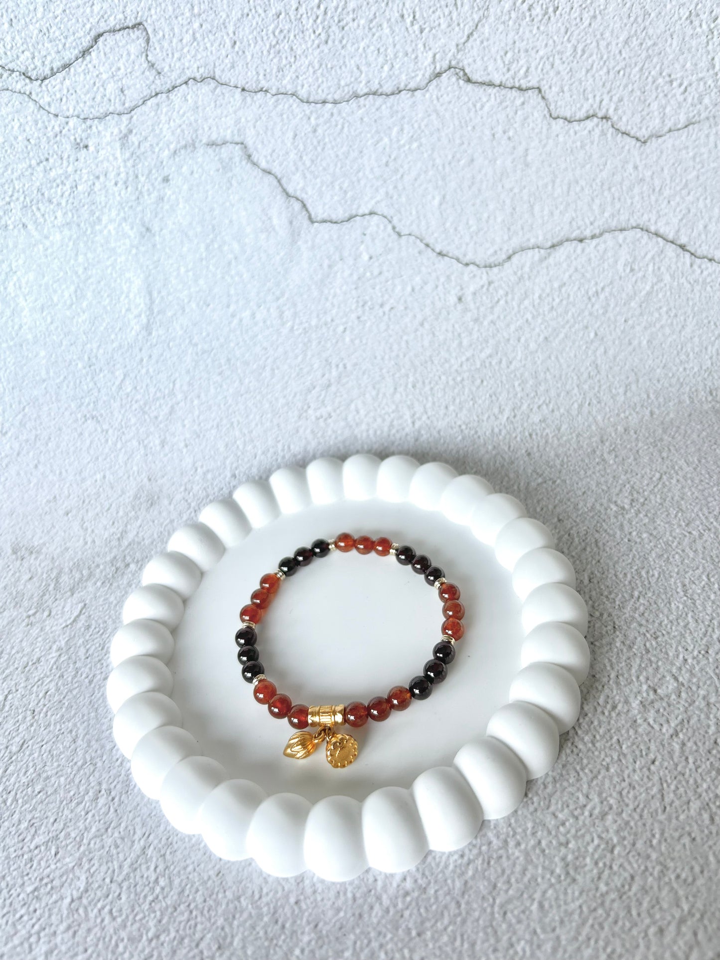 Orange Garnet and Garnet Customised Stacker Crystal Bracelet