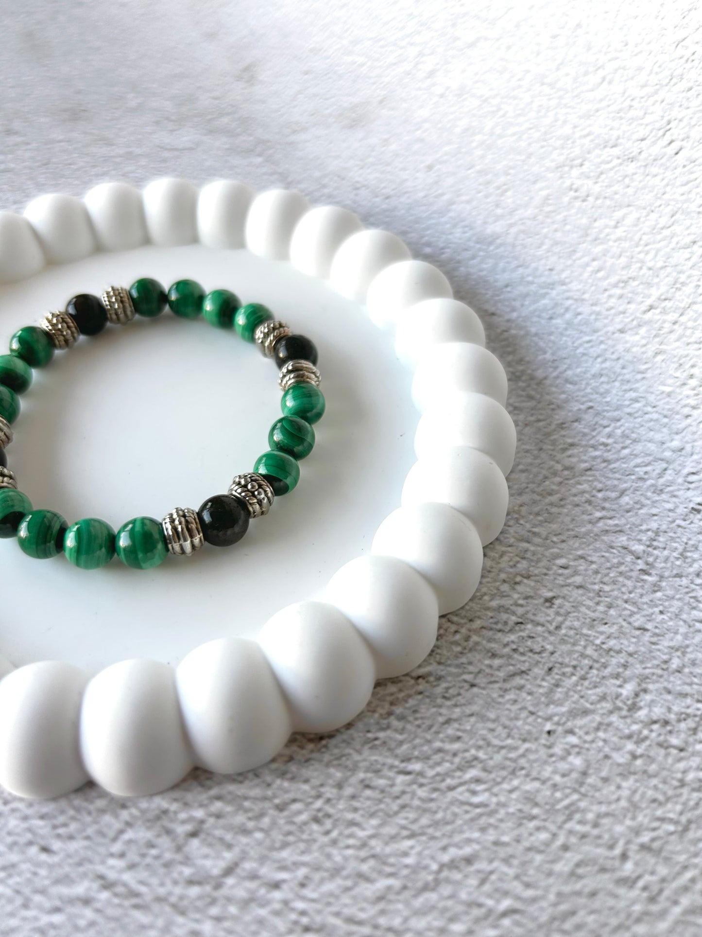 Malachite and Silver Sheen Obsidian Customised Crystal Bracelet