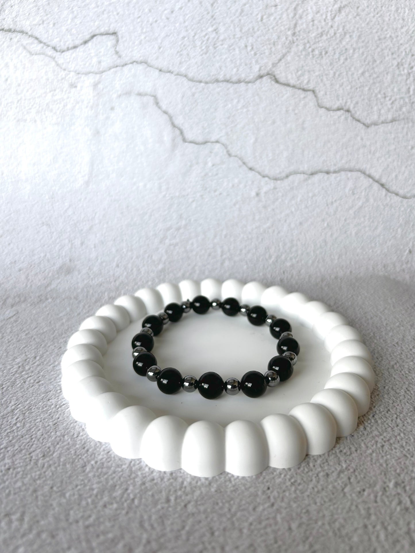 Obsidian and Terahertz Customised Crystal Bracelet