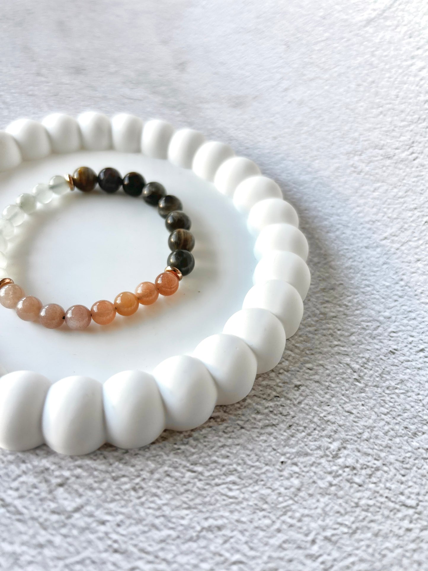 Tri-colour Moonstones Customised Stacker Crystal Bracelet