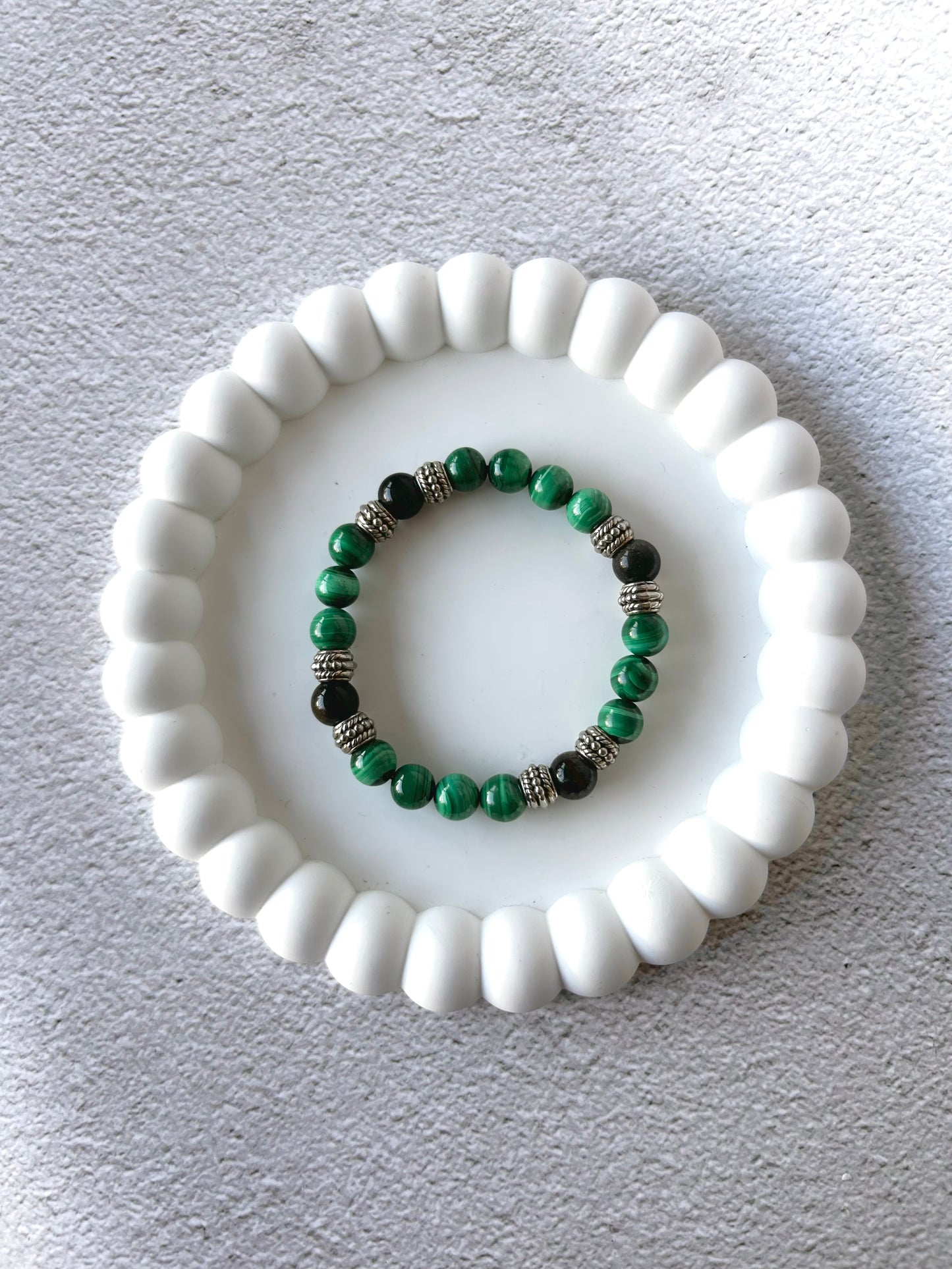 Malachite and Silver Sheen Obsidian Customised Crystal Bracelet