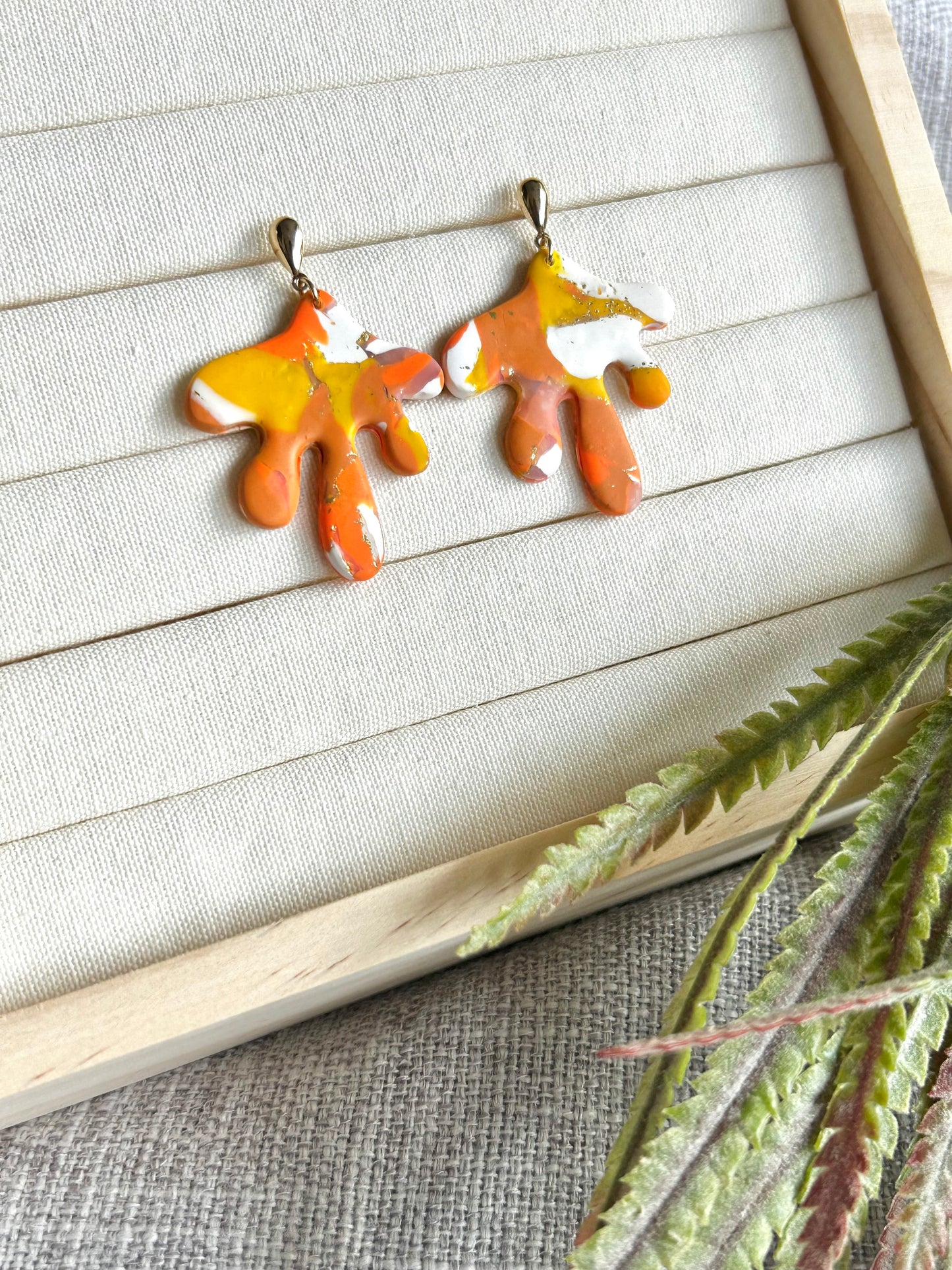 Orange Terrazo Polymer Clay Earring