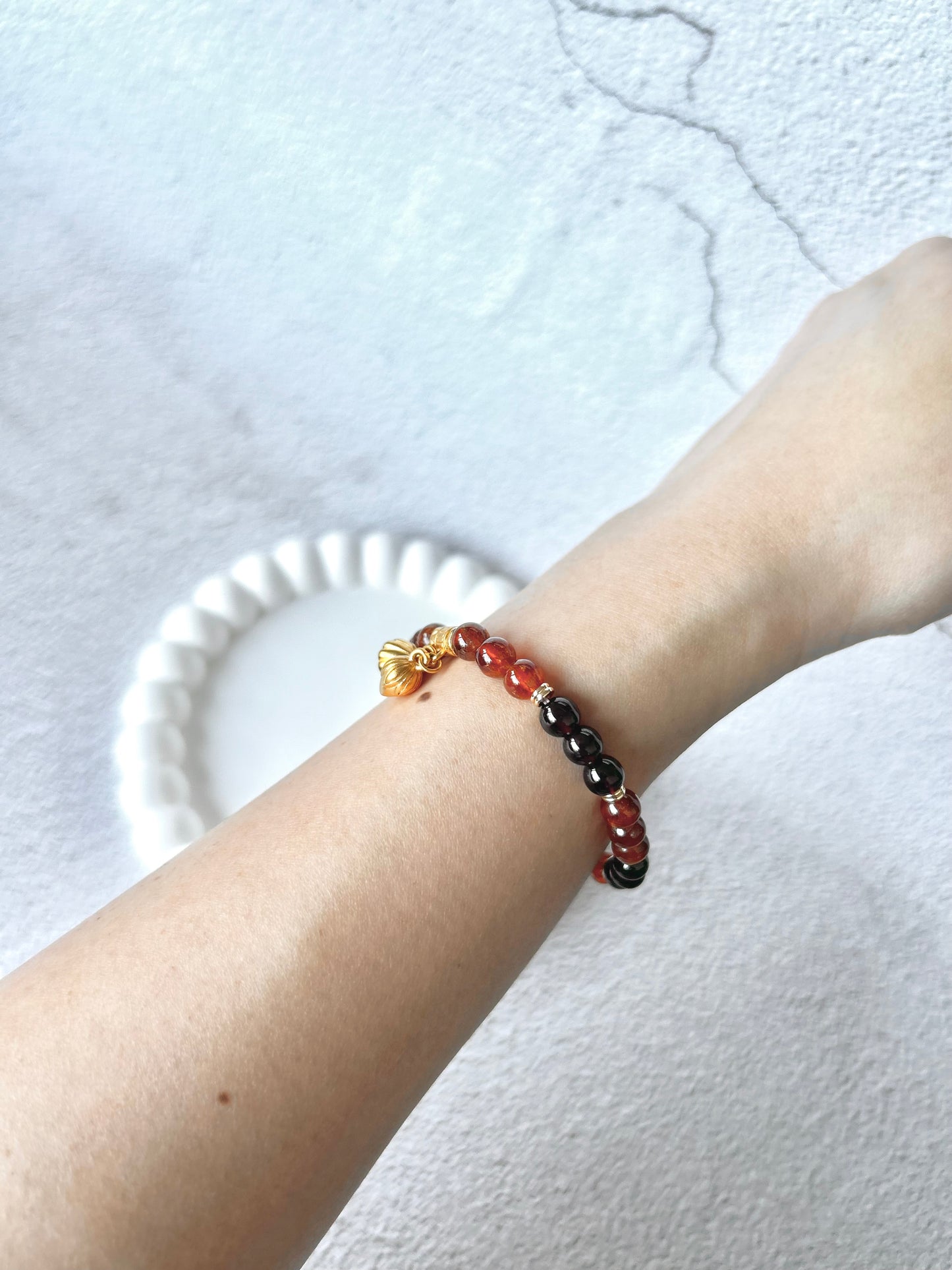 Orange Garnet and Garnet Customised Stacker Crystal Bracelet