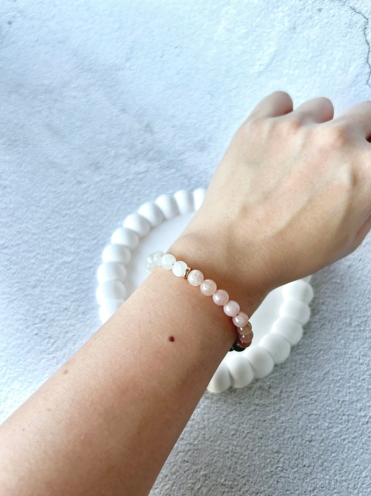 Tri-colour Moonstones Customised Stacker Crystal Bracelet