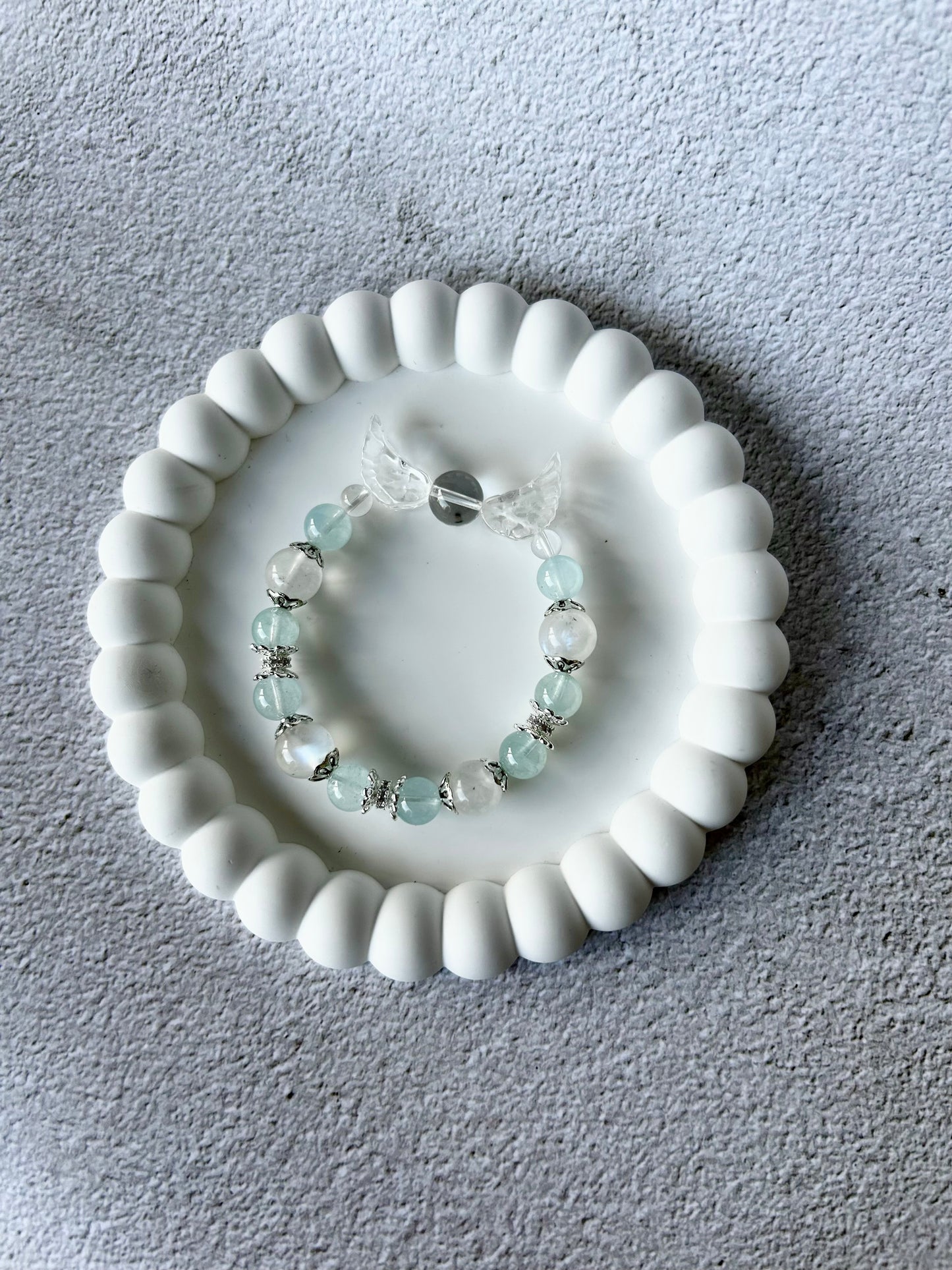 Angel Wing Clear Quartz, Aquamarine HQ Moonstone Customised Crystal Bracelets