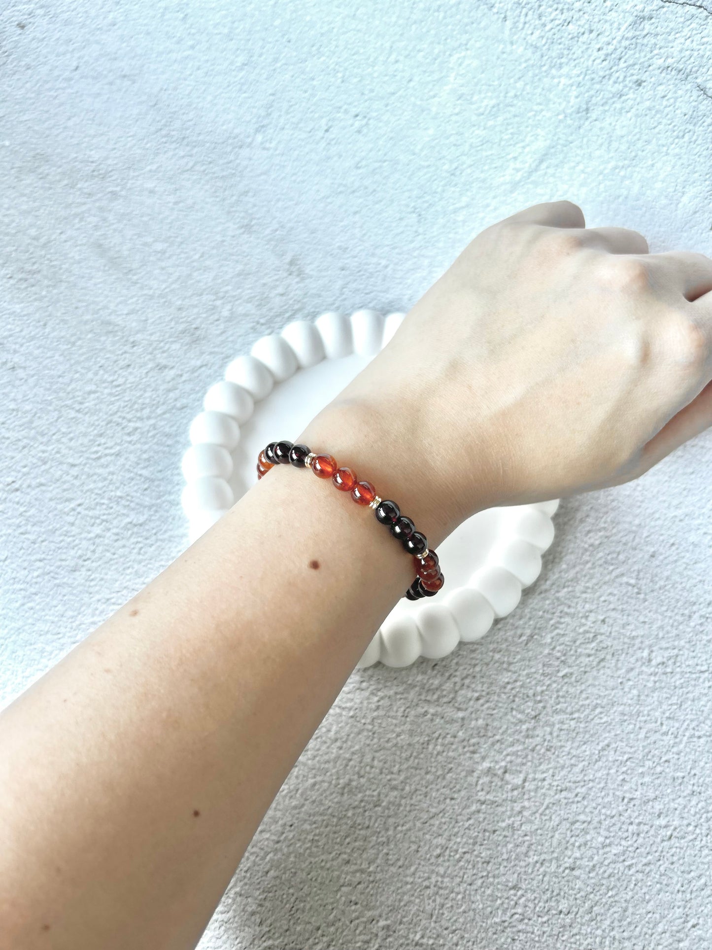 Orange Garnet and Garnet Customised Stacker Crystal Bracelet