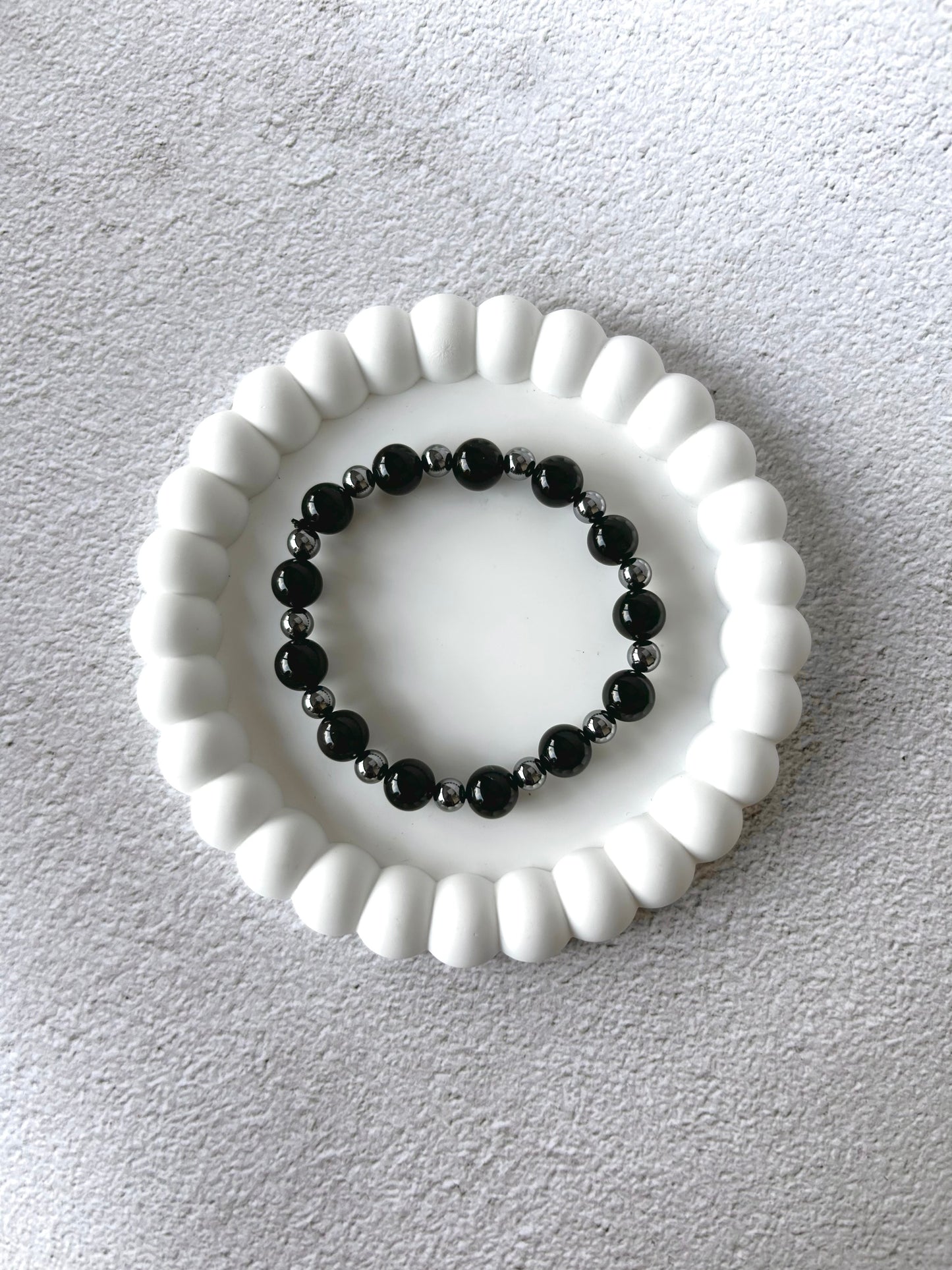 Obsidian and Terahertz Customised Crystal Bracelet