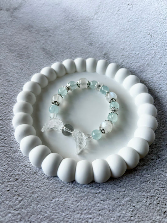 Angel Wing Clear Quartz, Aquamarine HQ Moonstone Customised Crystal Bracelets