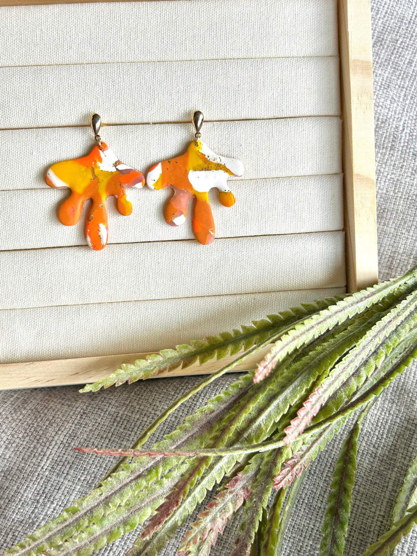 Orange Terrazo Polymer Clay Earring