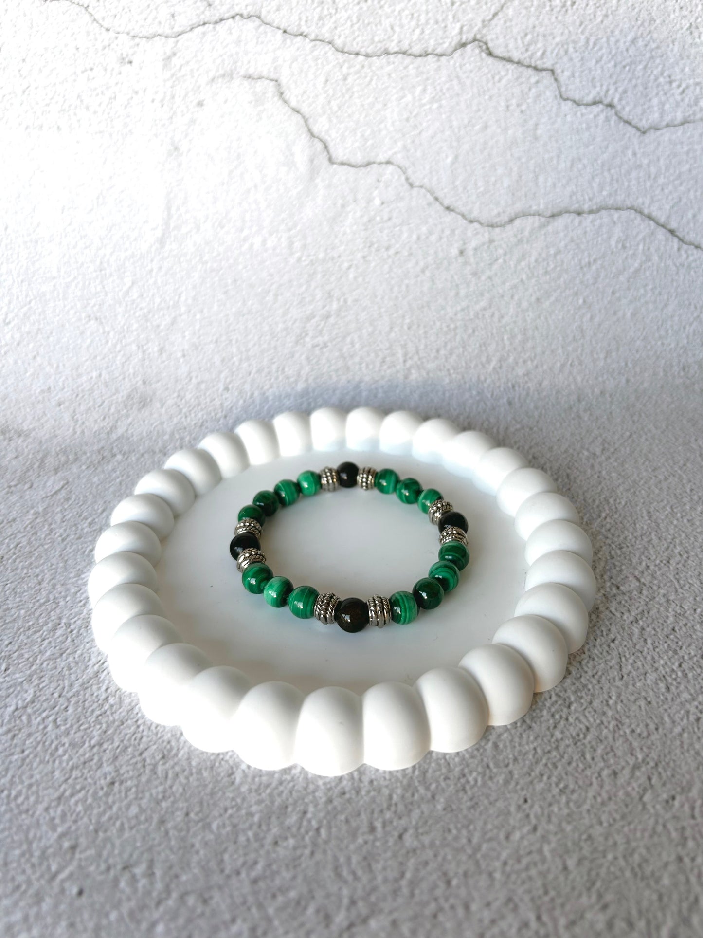 Malachite and Silver Sheen Obsidian Customised Crystal Bracelet