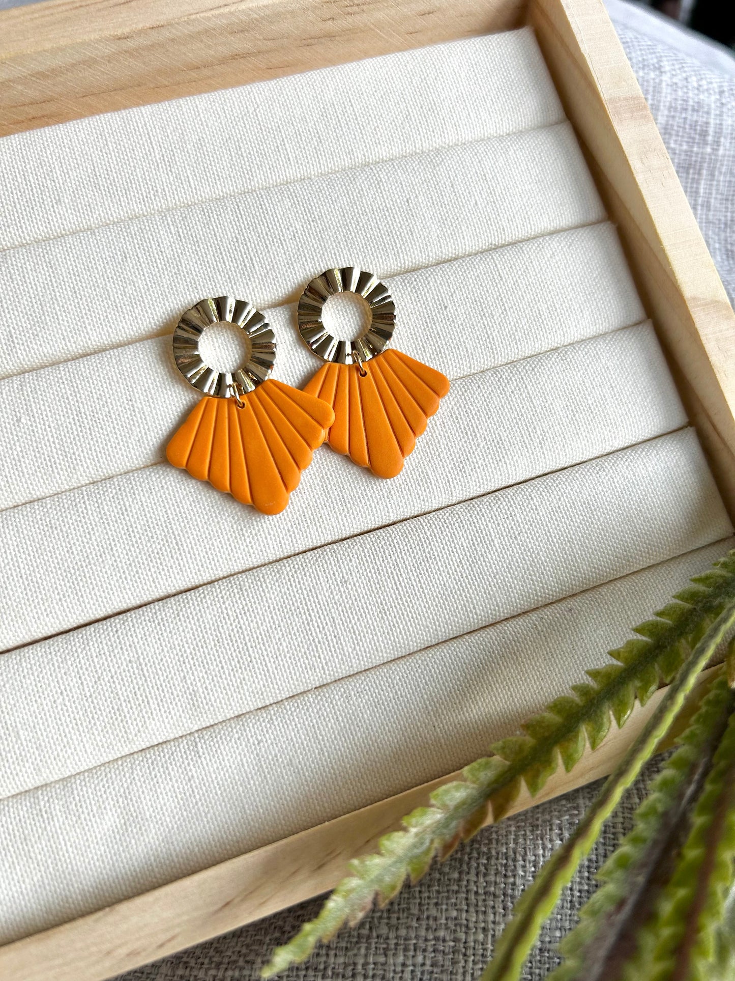 Orange Fanny Statement Stud Polymer Clay Earring