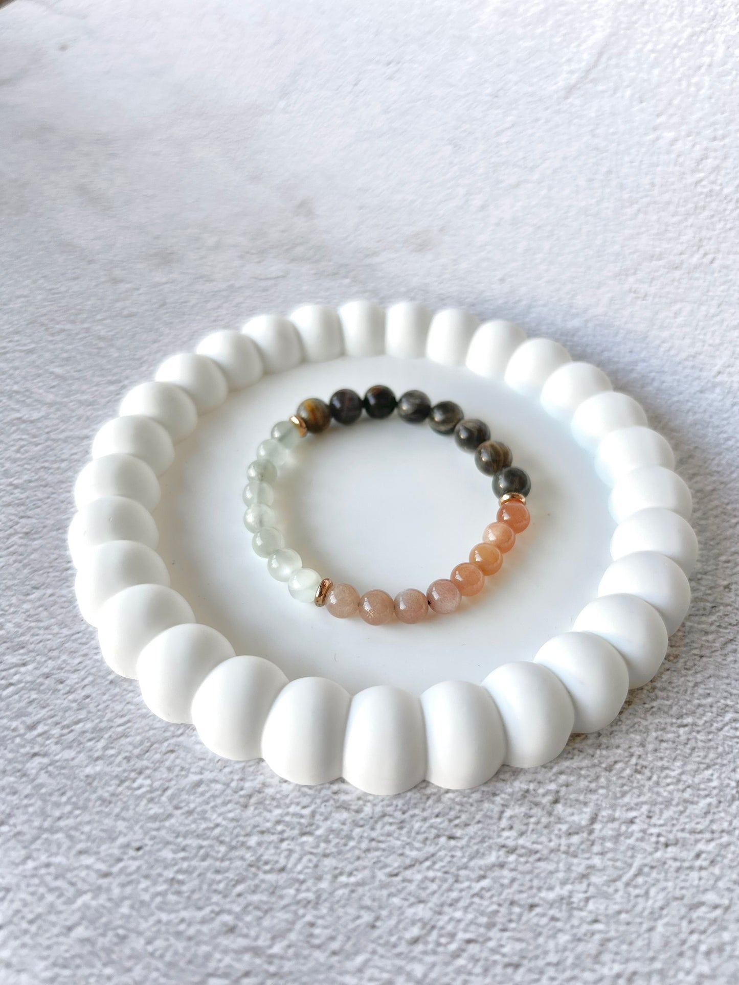 Tri-colour Moonstones Customised Stacker Crystal Bracelet