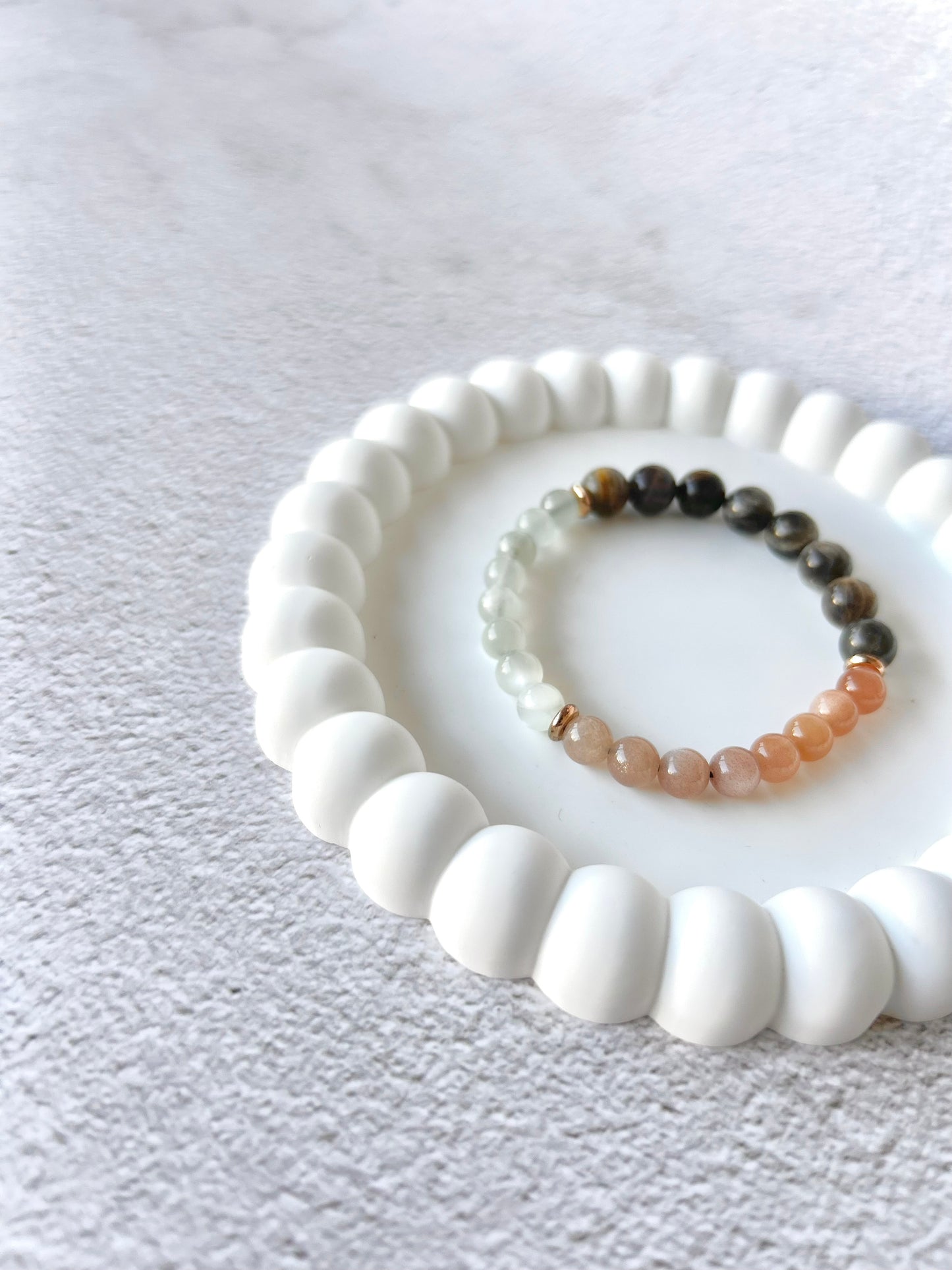 Tri-colour Moonstones Customised Stacker Crystal Bracelet