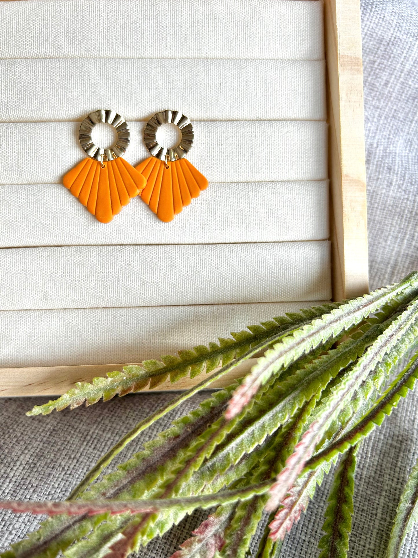 Orange Fanny Statement Stud Polymer Clay Earring