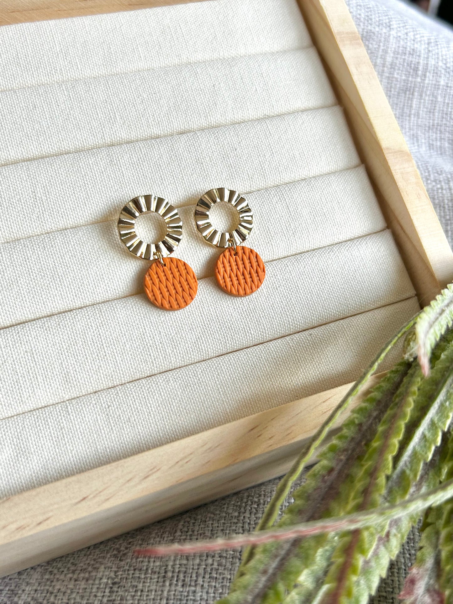 Rattan Circle Statement Stud Polymer Clay Earring