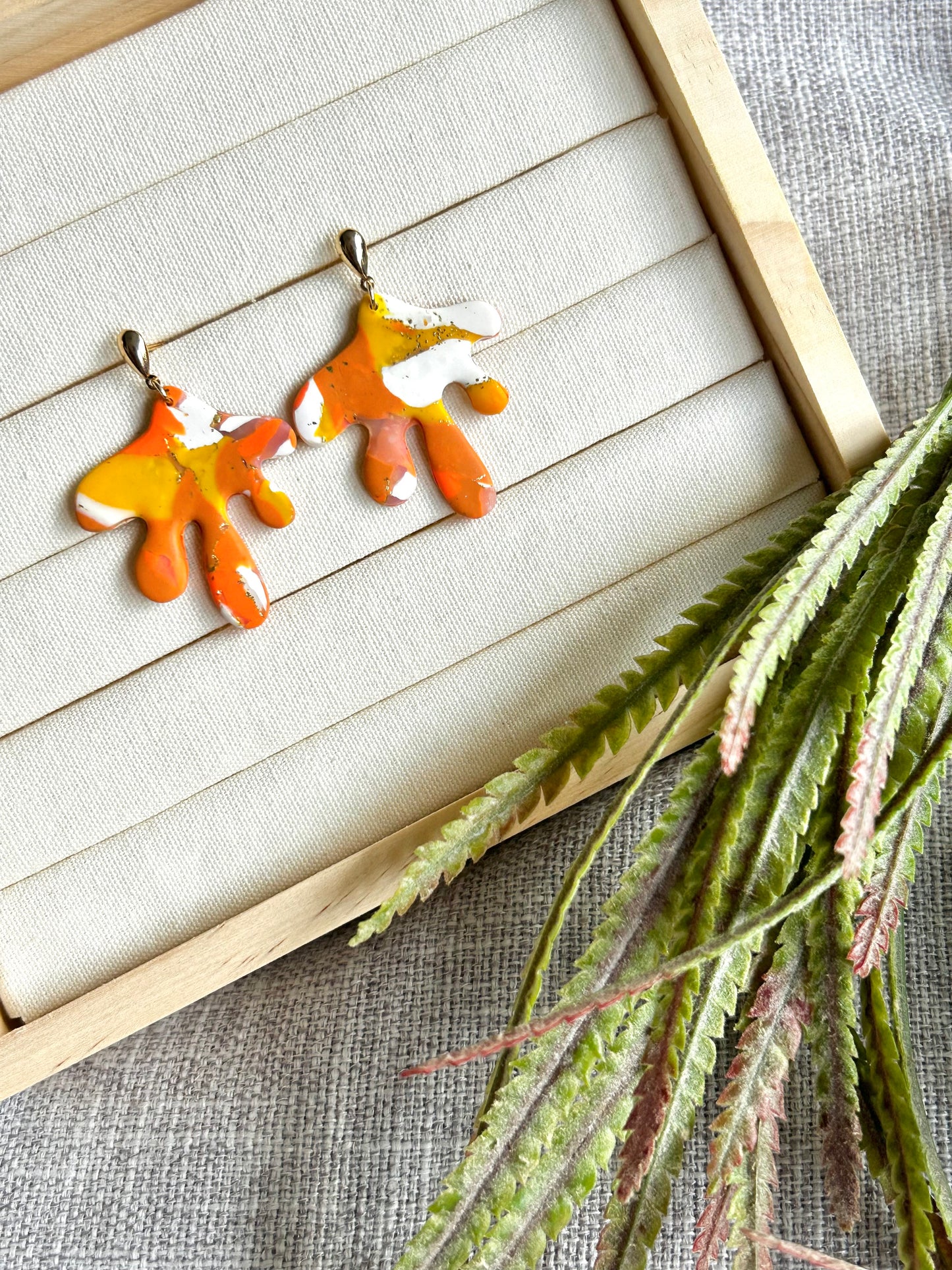 Orange Terrazo Polymer Clay Earring