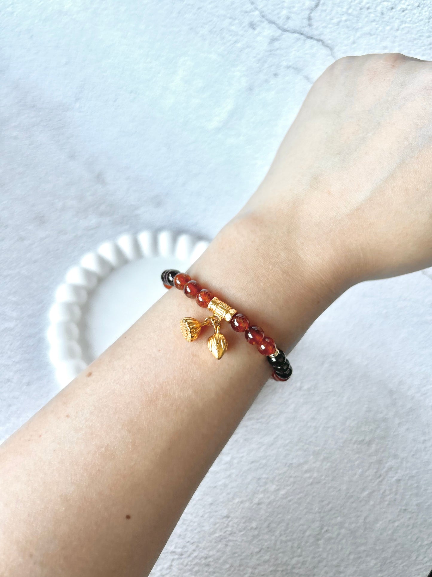 Orange Garnet and Garnet Customised Stacker Crystal Bracelet