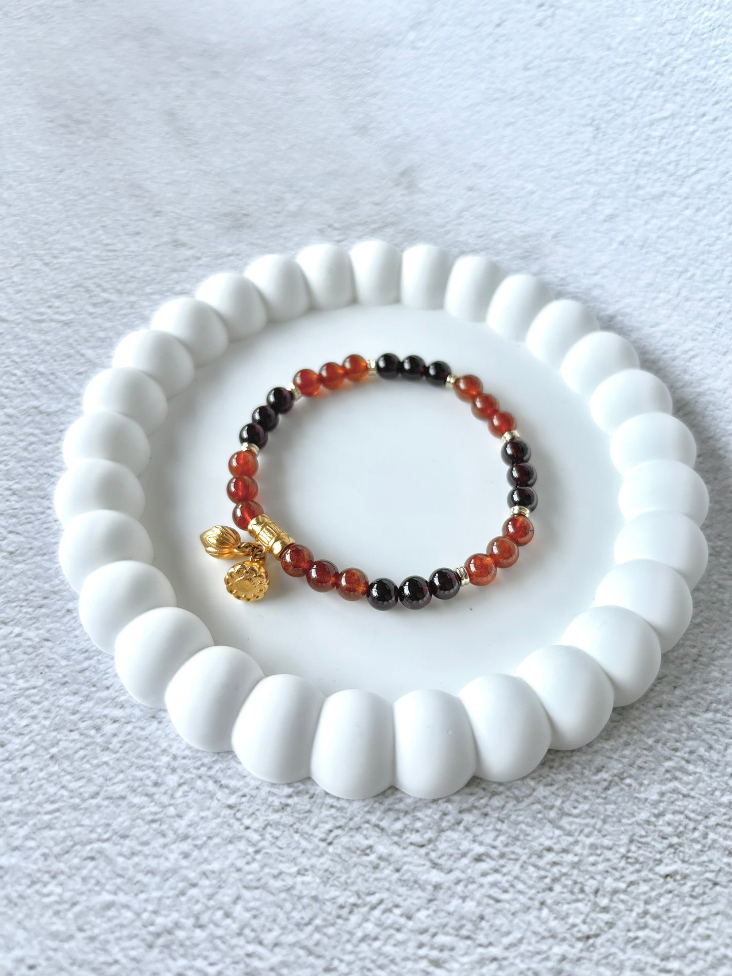 Orange Garnet and Garnet Customised Stacker Crystal Bracelet