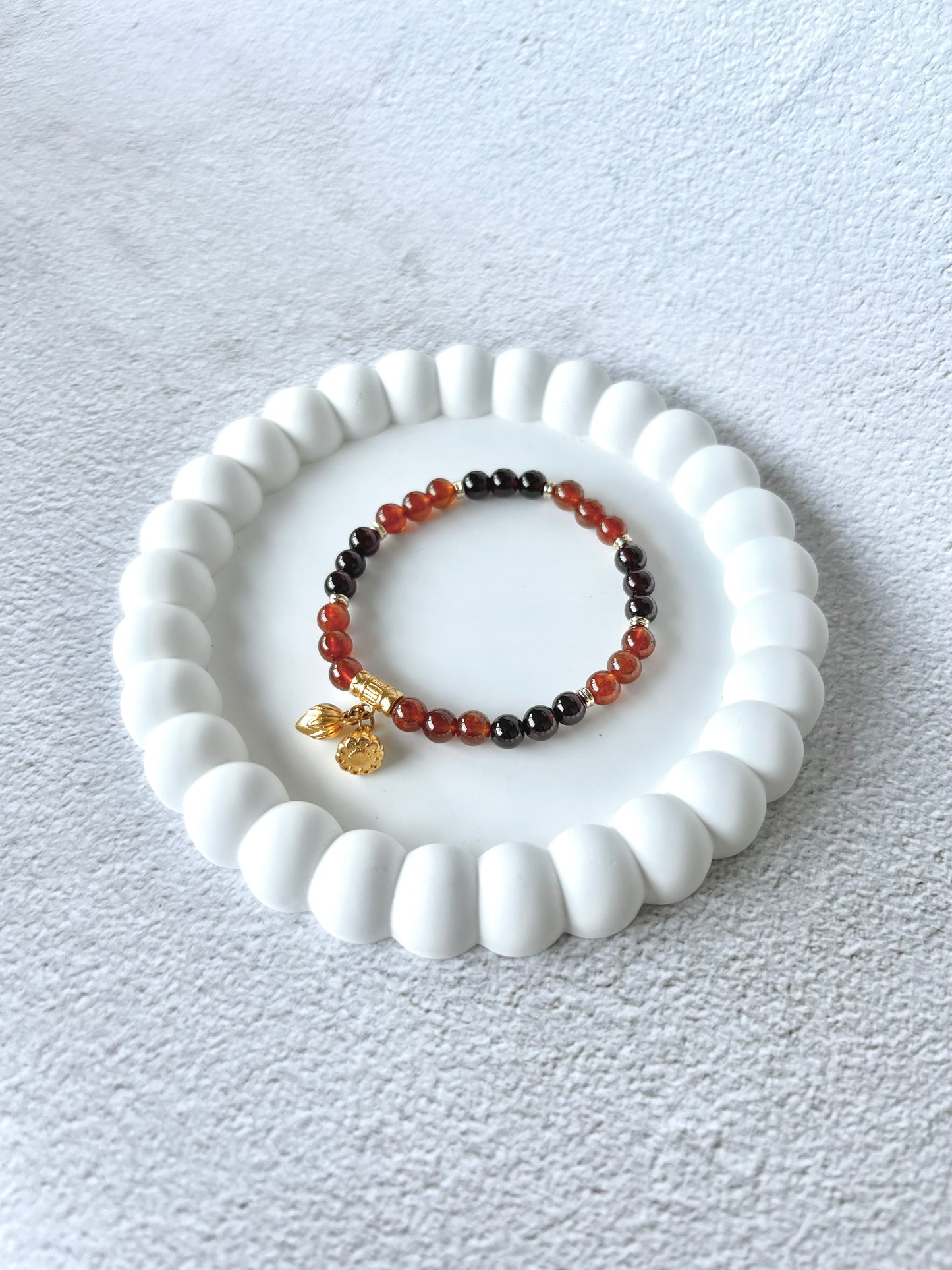 Orange Garnet and Garnet Customised Stacker Crystal Bracelet