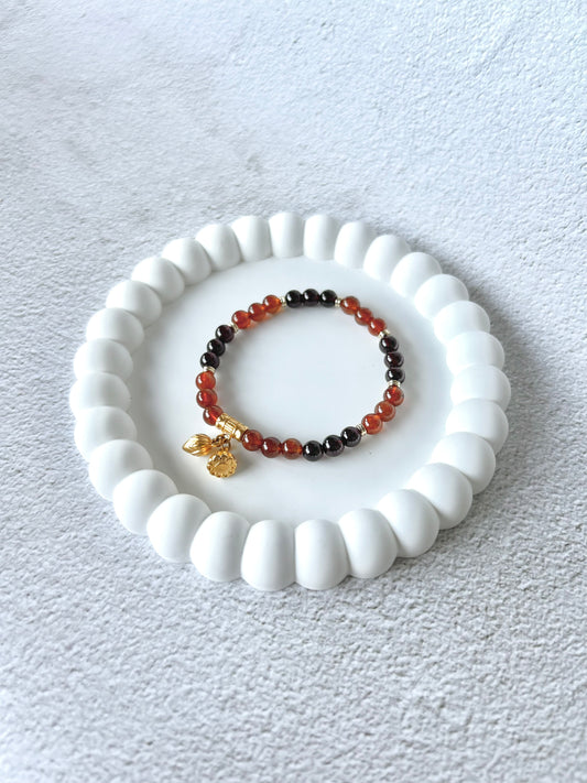 Orange Garnet and Garnet Customised Stacker Crystal Bracelet