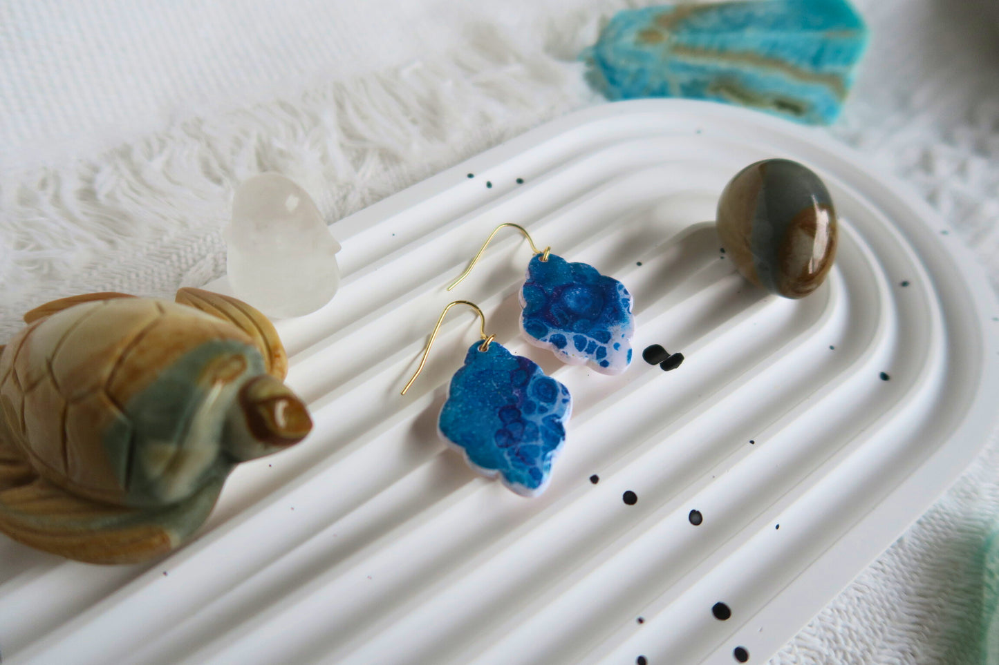 Ocean Chloe Dangle Polymer Clay Earring (Gold)